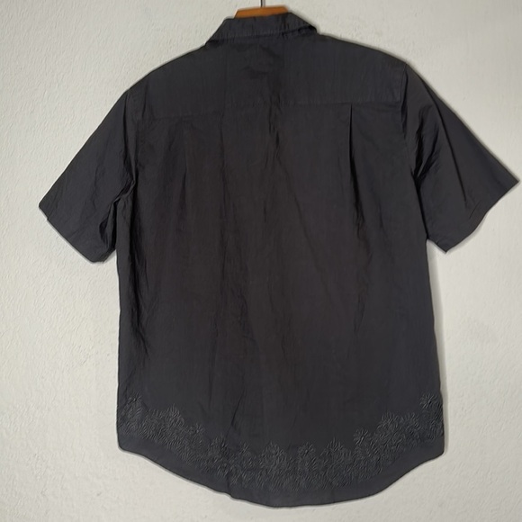 Nicole Farhi Boxy Linen Cotton Embroidered Floral Short Sleeve Button Blouse Lrg - Picture 10 of 12